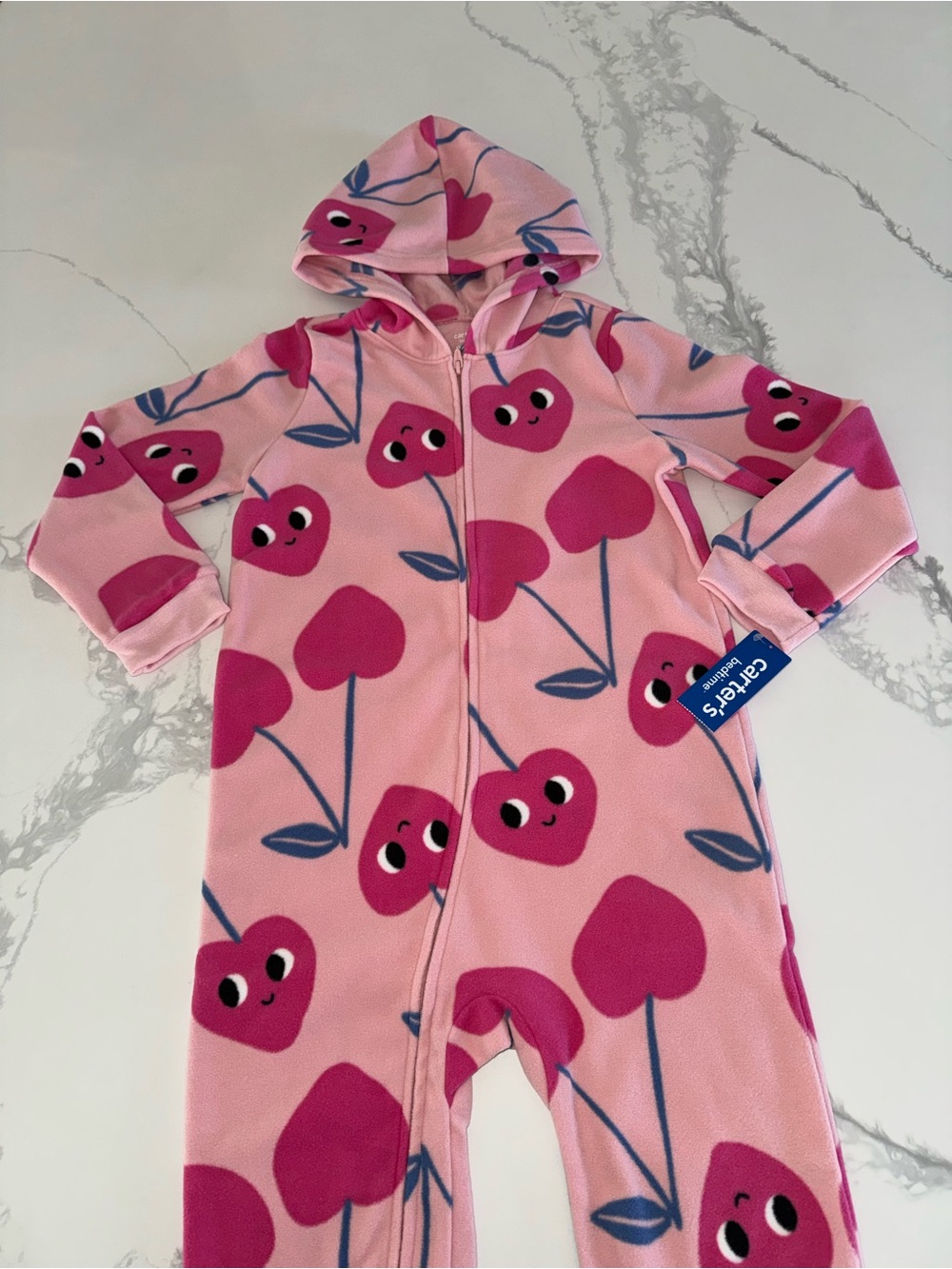 Carter's Girls Hooded One-Piece Cherry Pajamas Size 6
